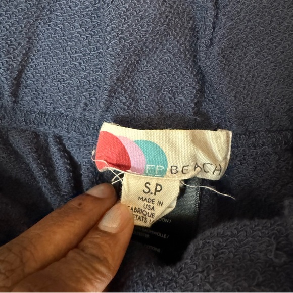 Free People FP Beach wide leg cropped pants navy blue sweats size small - Picture 7 of 13